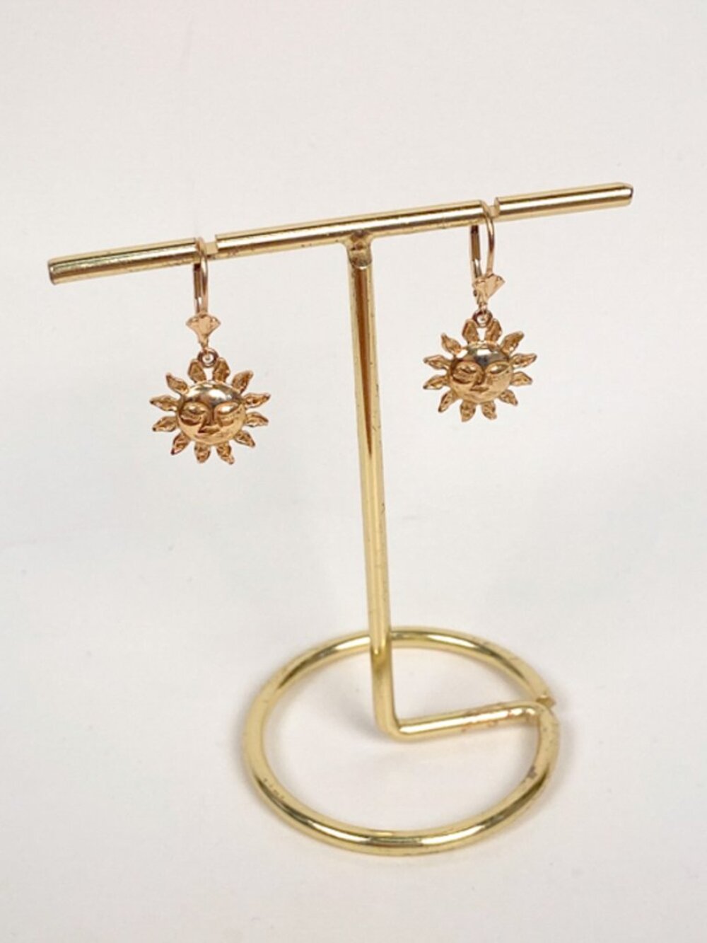 14K Yellow Gold Sun Celestial Charm Earrings
